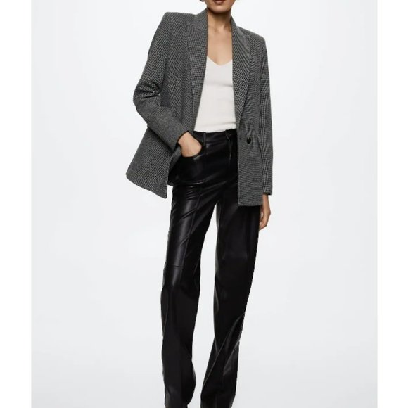 Mango Micro Houndstooth Wool Blend  Blazer Size Small - Picture 1 of 17